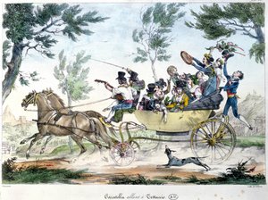 Expeditie naar Testaccio, nabij Rome, in een caratella, ca. 1830