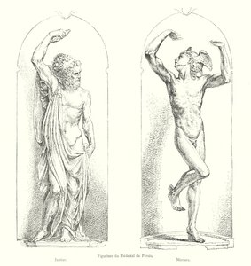 Beeldjes van de Sokkel van Perseus, Jupiter, Mercurius door Italian School