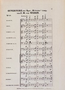 Eerste pagina van de ouverture voor de opera 