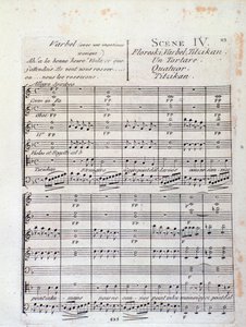 Eerste pagina van Bladmuziek van Lodoiska (scène 4), opera door Luigi Cherubini