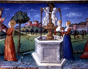 Fol.34v De aartsengel Rafaël bezoekt Maria door Italian School