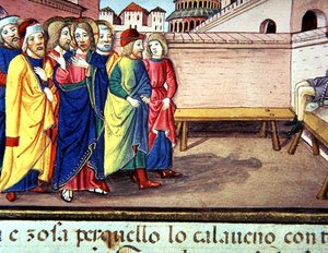 Fol.51v Christus betreedt Cafarnao door Italian School