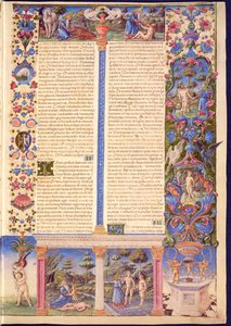 Fol.6r Genesis. Schepping van Adam en Eva, uit de Borso d
