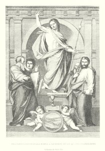 Fra Bartolommeo della Porta, Christus en de Vier Evangelisten, Collectie van het Pitti Paleis (gravure) door Italian School