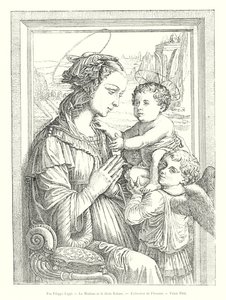 Fra Filippo Lippi, De Madonna en het goddelijke Kind, Verzameling van Florence, Pitti Paleis (gravure) door Italian School