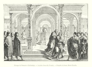 Fresco van Domenico Ghirlandajo, Joachim verdreven uit de tempel, Kapel van Santa Maria Novella door Italian School