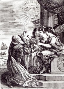 Frontispice van Opere di Galileo Galilei, gepubliceerd in Bologna in 1656 door Italian School