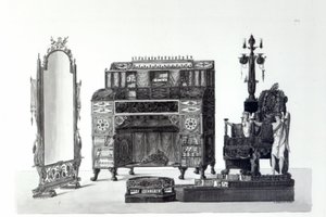 Meubilair in Griekse stijl uit Architecturale Decoraties door Gaetano Landi, gegraveerd door G. D