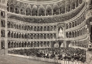 Gala-avond in Costanzo theater ter ere van de kroonprins van Duitsland (toekomstige Frederik III), Rome, Italië, gravure naar tekening van Dante Paolocci, uit L