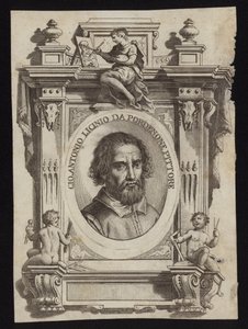 Giovanni Antonio de Sacchis, ook bekend als Il Pordenone en Giovanni Antonio Licinio. Gravure door Giorgio Vasari