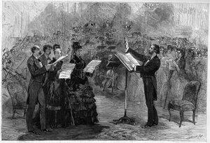 Giuseppe Verdi dirigeert de Messa da Requiem in de Opéra-Comique van Parijs in 1874 door Italian School