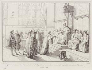 De ambassadeurs van Eduard III koning van Engeland vragen hulp aan de republiek tegen de Fransen door Italian School
