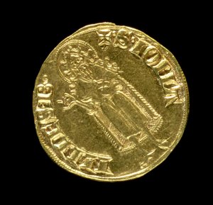 Gouden florijn (achterkant) met afbeelding van Johannes de Doper, Florentijns, 1252