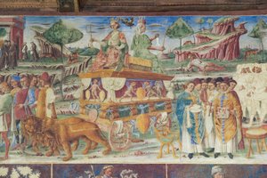 Hal van de Maanden, Noordelijke Muur: "Juli" met de triomf van Jupiter en Cybele, ca. 1468-70 (fresco)