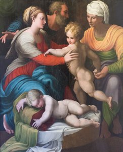 Heilige familie met Sint Elizabeth en Sint Giovannino door Italian School