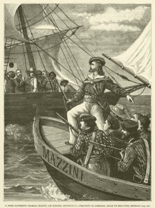 Il Primo Bastimento Chiamato Mazzini, Con Bandiera Repubblicana, Comandato da Garibaldi, Assale Un Brigantion Imperiale door Italian School