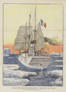 De reis naar de Noordpool van de hertog van Abruzzi, La Stella Polare tussen het ijs door Italian School