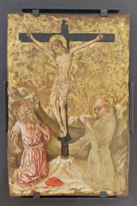 Il crocifisso tra san Girolamo e san Bernardo da Siena, maestro dell