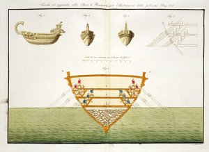 Illustratie van een Romeinse Polyreme, plaat 26, klasse 5 uit Deel I van De Geschiedenis van de Naties, gegraveerd door A. Nani door Italian School