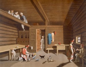 Interieur van een Russisch boerenhuis, ca. 1820-30