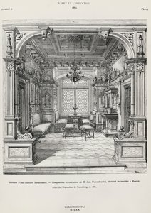 Interieur van slaapkamer in neorenaissancestijl door Possenbacher, Monaco, illustratie uit L