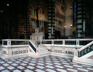 Interieur van de kathedraal Santo Stefano de Prato door Italian School