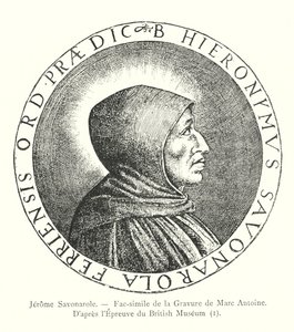 Jerome Savonarole, Fac-simile van de gravure van Marc Antoine, naar het exemplaar van het British Museum, I (gravure) door Italian School