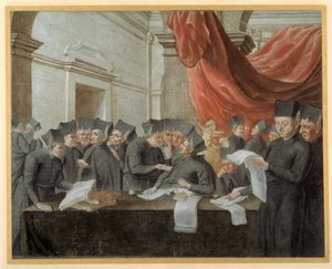 Jezuïeten in conclaaf, ruziënd over rekeningen door Italian School