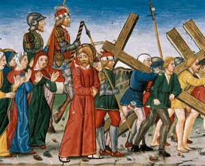 Jezus leidt naar Calvarie en de Heilige Vrouwen op weg door Italian School