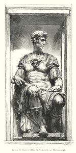 Julien de Medici, hertog van Nemours, Michelangelo (gravure) door Italian School