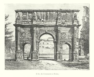 De Boog van Constantijn in Rome (gravure) door Italian School