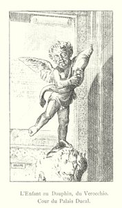 Het kind met de dolfijn, van Verocchio, Hof van het Hertogelijk Paleis (gravure)