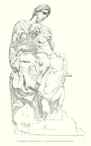De Liefdadigheid van Michelangelo, de Nieuwe Sacristie van San Lorenzo (gravure) door Italian School