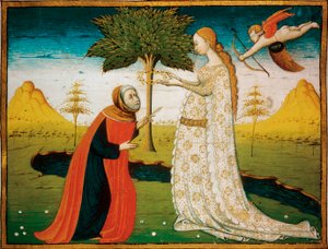 Laura de Noves kroont de dichter Francesco Petrarca door Italian School