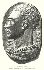 Leo Battista Alberti, naar het brons van de Dreyfus-collectie (gravure)