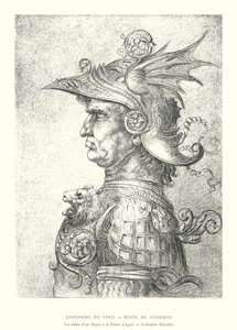 Leonardo da Vinci, Buste van een Krijger, Facsimile van een Tekening met Zilveren Punt, Collectie Malcolm