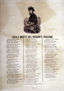 Liedtekst van een populair lied over de rovers van Chiavone door Italian School
