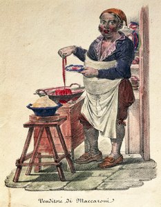 Macaroni verkoper, Prent, Italië door Italian School
