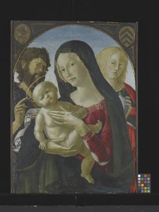Madonna en Kind met St. Johannes de Doper en St. Maria Magdalena door Italian School