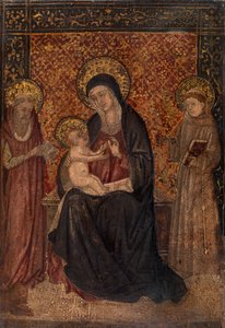 Madonna en kind met heiligen door Italian School