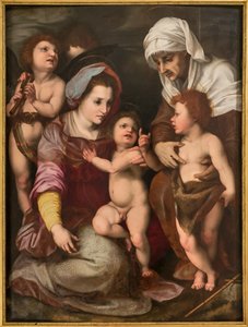 Madonna met Kind Jezus, St. Elisabeth, Kind St. Johannes en twee engelen, kopie van Andrea Del Sarto