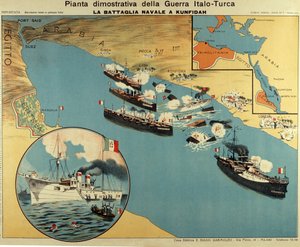 Kaart van de Slag om Kunfuda Bay door Italian School