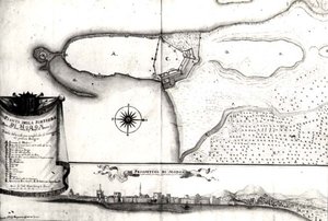 Kaart van het fort bij Modon, Morea