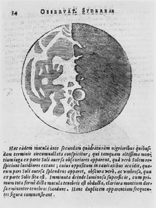 Kaart van de maan, illustratie uit Sidereus Nuncius door Galileo Galilei, 1610