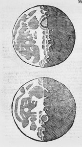 Kaarten van de maan, illustratie uit Sidereus Nuncius door Galileo Galilei, 1610