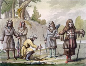 Mannen van Kamtsjatka, Verre Oosten van Rusland, ca. 1820-30 door Italian School