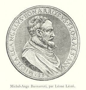 Michelangelo Buonarroti, door Leone Leoni (gravure) door Italian School