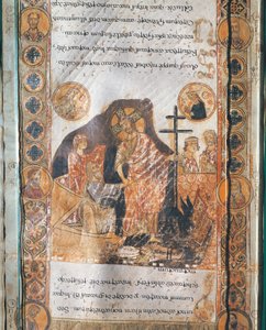 Miniatuur die de Opstanding van Jezus Christus toont uit Exultet I