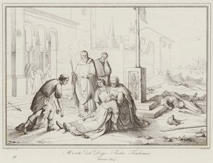 Dood van Doge Pietro Tradonico, 864 (gravure) door Italian School