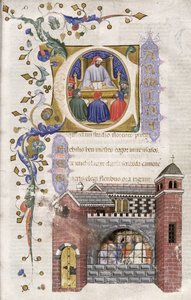 Boëthius met studenten in de gevangenis, uit De Consolatione Philosophiae cum Commento, 1385